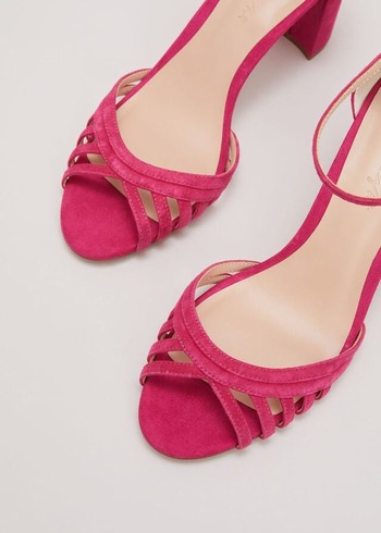 Phase Eight Suede Lattice Block Heels Pink Australia | MX4598213